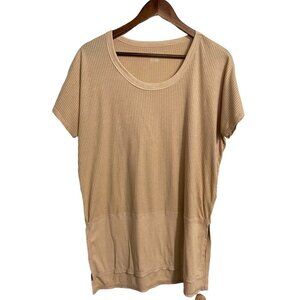 American Eagle Womens Soft Yellow Short Sleeve Ribbed Contrast Trim Blouse XS